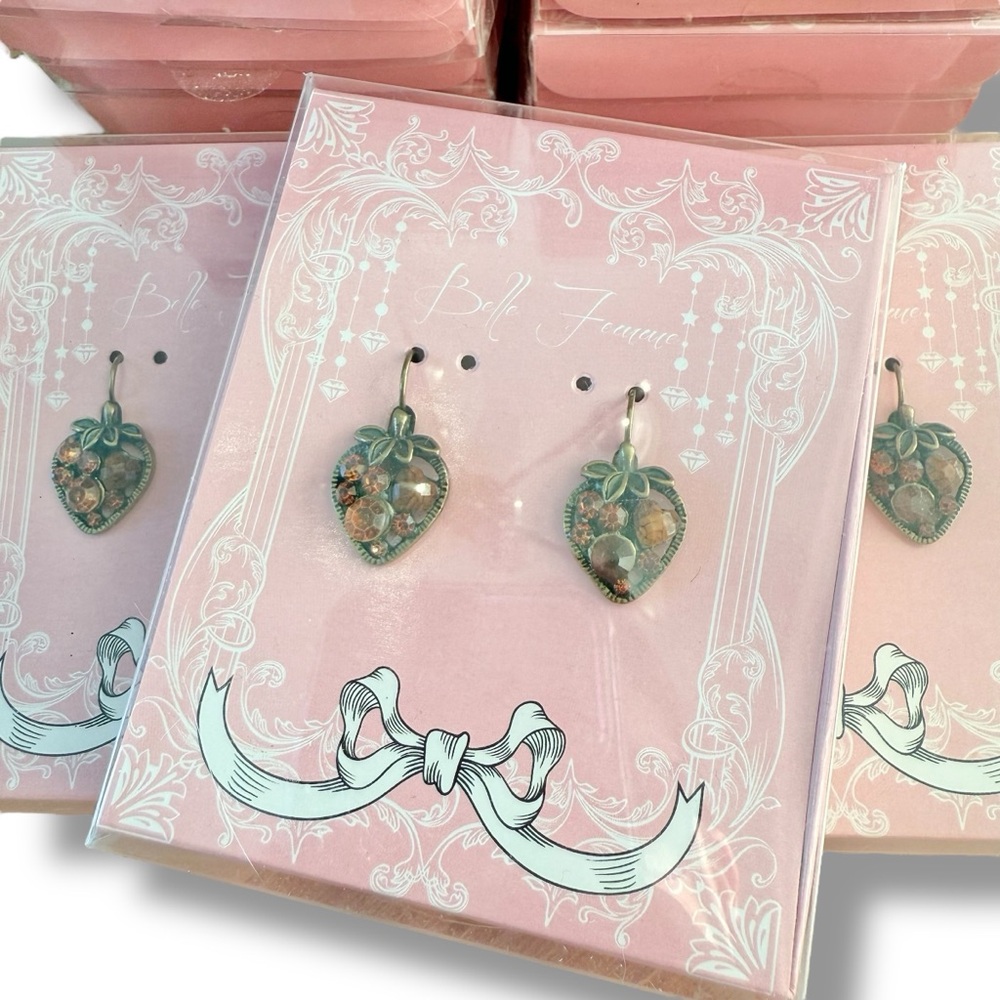 Wholesale 27 Strawberry dangle rhinestone earrings NWT Belle Femme